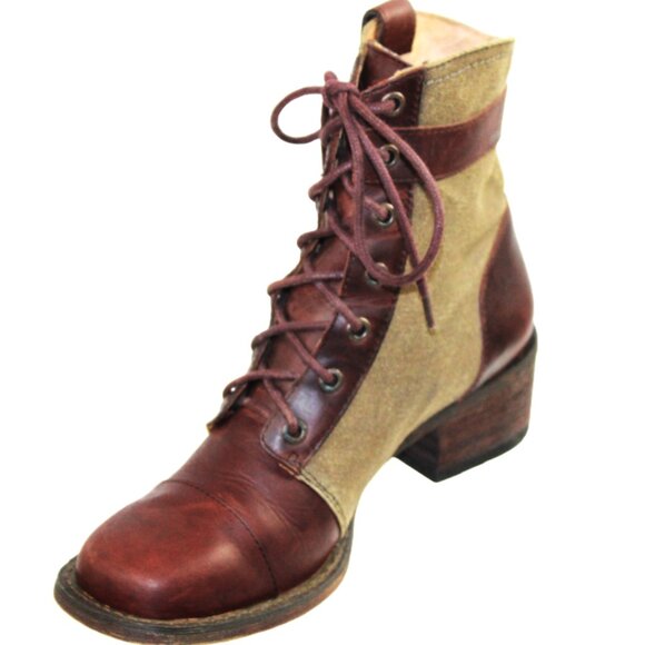 Durango World Traveler Lacer Oak Brown Vintage Leather Canvas Lace-Up Bo… - Picture 7 of 10